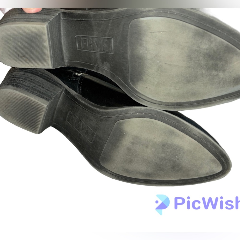 Frye Judith Black Leather Zip Ankle Booties 9.5 - Picture 5 of 9